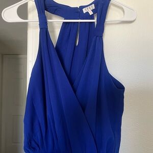 Blue Sleeveless Halter Jumpsuit